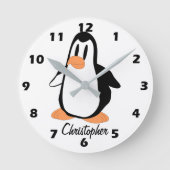 Penguin Design Personalised Runde Wanduhr (Vorderseite)