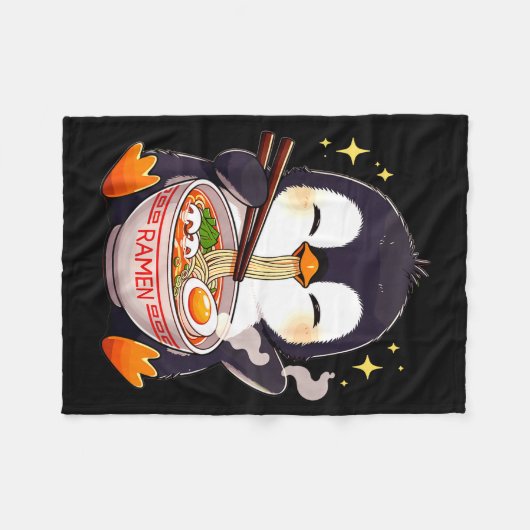 Penguin Eating Ramen Fleecedecke (Vorderseite (Horizontal))
