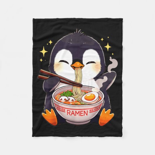 Penguin Eating Ramen Fleecedecke (Vorderseite)