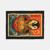 Penguin Eating Ramen Japanese Noodles Funny Fleecedecke (Vorderseite (Horizontal))