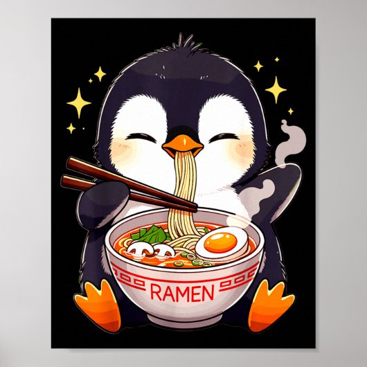 Penguin Eating Ramen Poster (Vorne)
