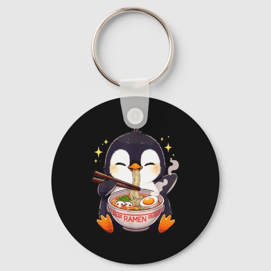 Penguin Eating Ramen Schlüsselanhänger (Vorderseite)