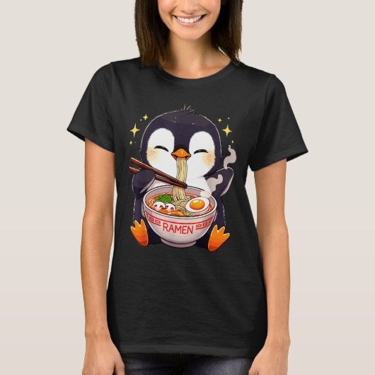 Penguin Eating Ramen T-Shirt (Vorderseite)