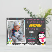 Penguin Einladung zum Geburtstag Einladung Pinguin (Stehend Vorderseite)