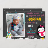 Penguin Einladung zum Geburtstag Einladung Pinguin (Vorne/Hinten)