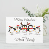 Penguin Familie Frohe Weihnachtskarte Ankündigung (Stehend Vorderseite)
