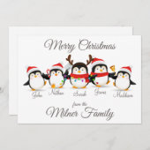 Penguin Familie Frohe Weihnachtskarte Ankündigung (Vorne/Hinten)