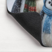 Penguin-Familie in Schneeflocken Mousepad (Ecke)