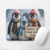 Penguin-Familie in Schneeflocken Mousepad (Mit Mouse)