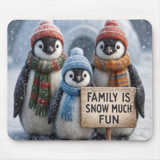 Penguin-Familie in Schneeflocken Mousepad (Vorne)