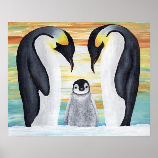 Penguin Familie mit Baby Penguin Poster (Vorne)
