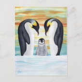 Penguin Familie mit Baby Penguin Postkarte (Vorderseite)