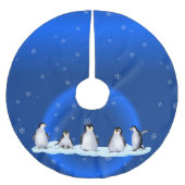 Penguin-Familie Polyester Weihnachtsbaumdecke (Vorderseite)