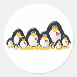 Penguin-Familie Runder Aufkleber