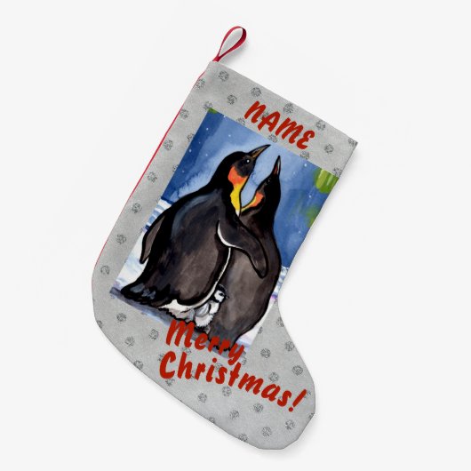 Penguin Familie Weihnachten Strumpf Personalisiert Kleiner Weihnachtsstrumpf (Vorderansicht (hängend))