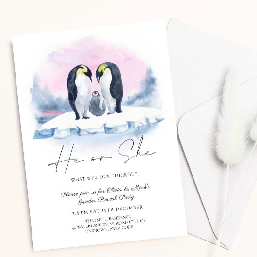 Penguin Familie Winter Weihnachtsgeschlechtsoffenb Einladung