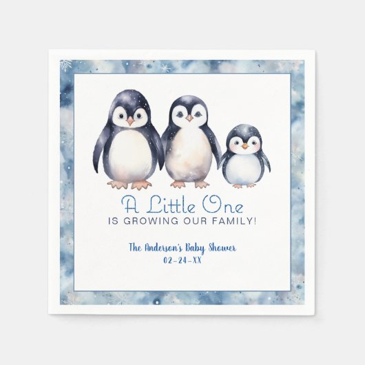 Penguin Family Baby Dusche Napkins Serviette (Vorderseite)