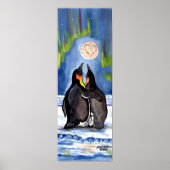 Penguin Family Chick Aurora Moon Romantisches Post Poster (Vorne)