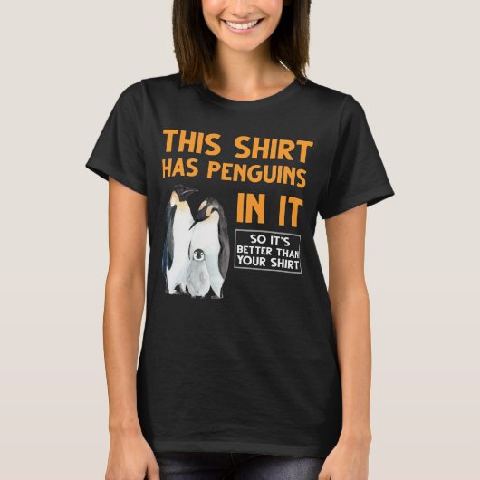 Penguin Family Funny Penguins T-Shirt (Vorderseite)