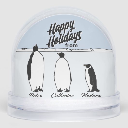 Penguin Family Personalized Christmas Snow Globe Schneekugeln (Vorderseite)