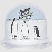 Penguin Family Personalized Christmas Snow Globe Schneekugeln (Rückseite)