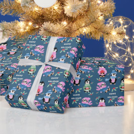 Penguin-Feiertags-Crew-Muster Blaues Geschenkpapie Geschenkpapier