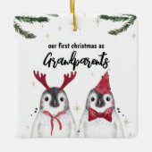 Penguin First Christmas Grandeleltern Foto auf der Keramikornament (Vorderseite)