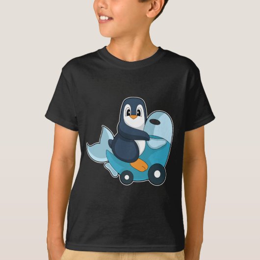 Penguin Fish Scooter T-Shirt (Vorderseite)