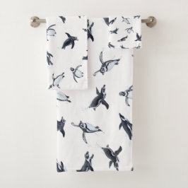 Penguin Flight Squad | Ocean Art Design Badhandtuch Set