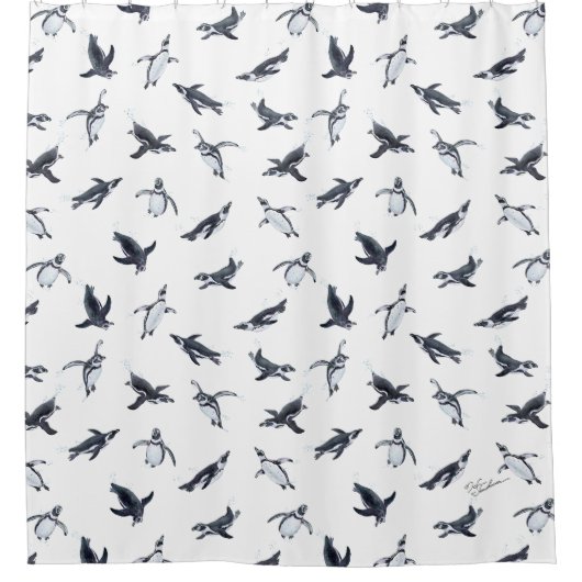 Penguin Flight Squad | Ocean Art Design Duschvorhang (Vorderseite)