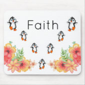 Penguin Floral Faith Stripe Mouse Pad! Mouse Pad Mousepad (Vorne)