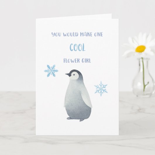 Penguin Flower Girl Vorschlag Card Karte (Kleine Pflanze)