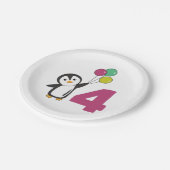 Penguin Fourth Birthday Balloons For Kids Paper Pl Pappteller (Schrägansicht)