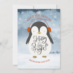 Penguin frohe und helle WeihnachtsTochter Sohn Feiertagskarte