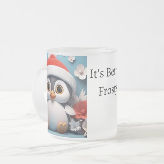 Penguin Frosty Beer Tasse Custom Christmas Geschen (Vorderseite Links)