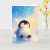 Penguin Frosty Beginnings Karte (Gelbe Blume)