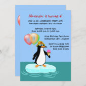 Penguin Fun Birthday Party Einladung (Vorne/Hinten)