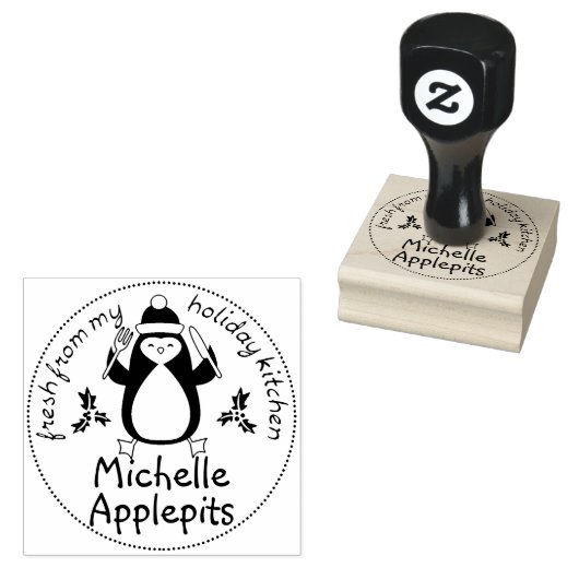 Penguin Gabel Weihnachtsessen aus der Küche Gummistempel (Stempel)