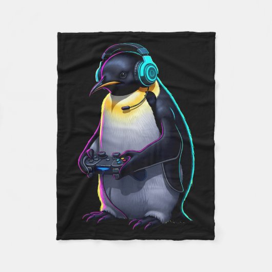 Penguin Gaming Animal Video Games Funny Penguin  Fleecedecke (Vorderseite)