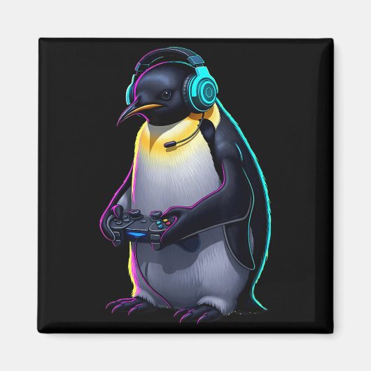 Penguin Gaming Animal Video Games Funny Penguin Magnet (Vorne)