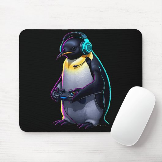Penguin Gaming Animal Video Games Funny Penguin  Mousepad (Mit Mouse)