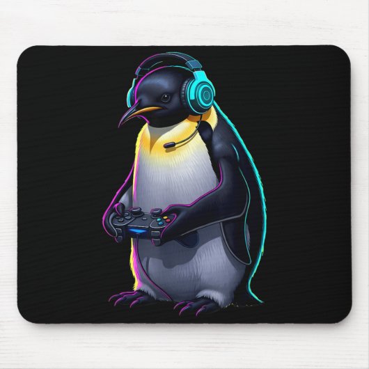 Penguin Gaming Animal Video Games Funny Penguin Mousepad (Vorne)