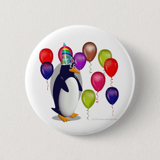 Penguin-Geburtstags-Party Button (Vorderseite)
