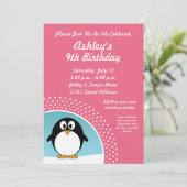 Penguin-Geburtstags-Party Einladung (Stehend Vorderseite)