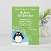 Penguin-Geburtstags-Party Einladung (Stehend Vorderseite)