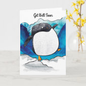 Penguin Get Well Soon Card Karte (Gelbe Blume)