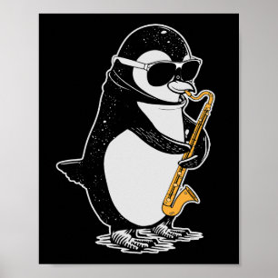 Penguin Gift Kids Musician Orchestra Bass Klarinet Poster