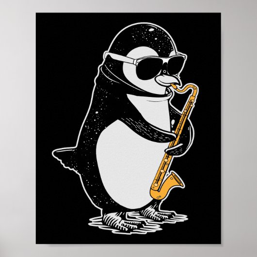 Penguin Gift Kids Musician Orchestra Bass Klarinet Poster (Vorne)