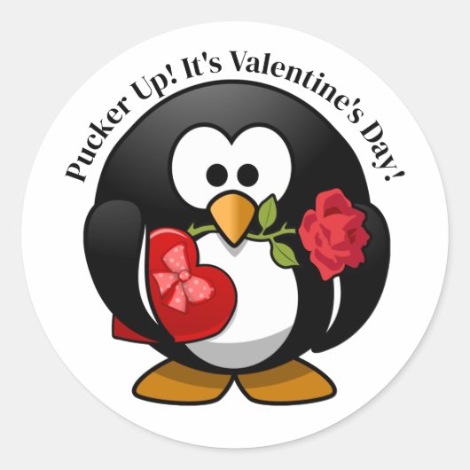 Penguin Gifts For Valentine's Day Runder Aufkleber (Vorderseite)