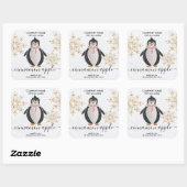 Penguin Glitzer Weihnachts-Schnee Winterkletter Quadratischer Aufkleber (Blatt)